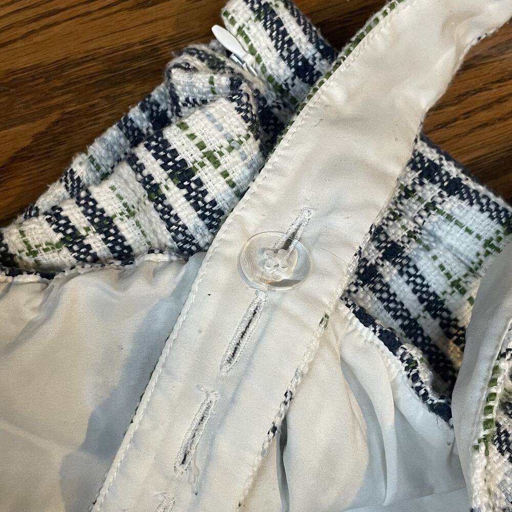 Abercrombie & Fitch Crop Top Womens Large Blue White Plaid Tweed Square Neck - Picture 5 of 9